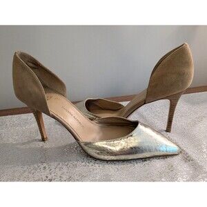 Banana Republic Heels Women's Sz 10 Gold Tan Suede D’Orsay Alicia Shoes Corpcore
